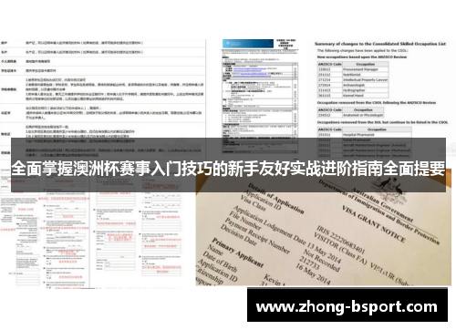 全面掌握澳洲杯赛事入门技巧的新手友好实战进阶指南全面提要